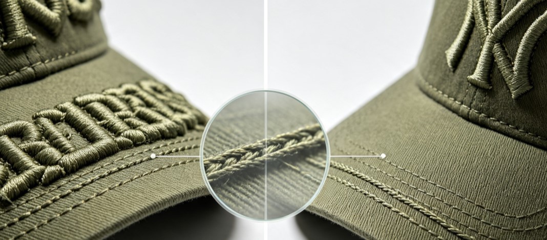 Custom cap quality control and stitching inspection
