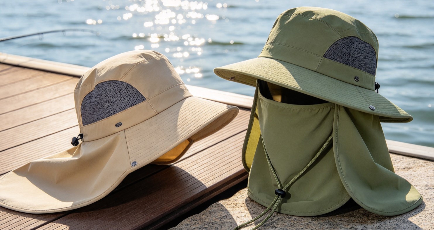 Custom Sun Shield Fishing Hat Manufacturer: UV Flap Caps OEM